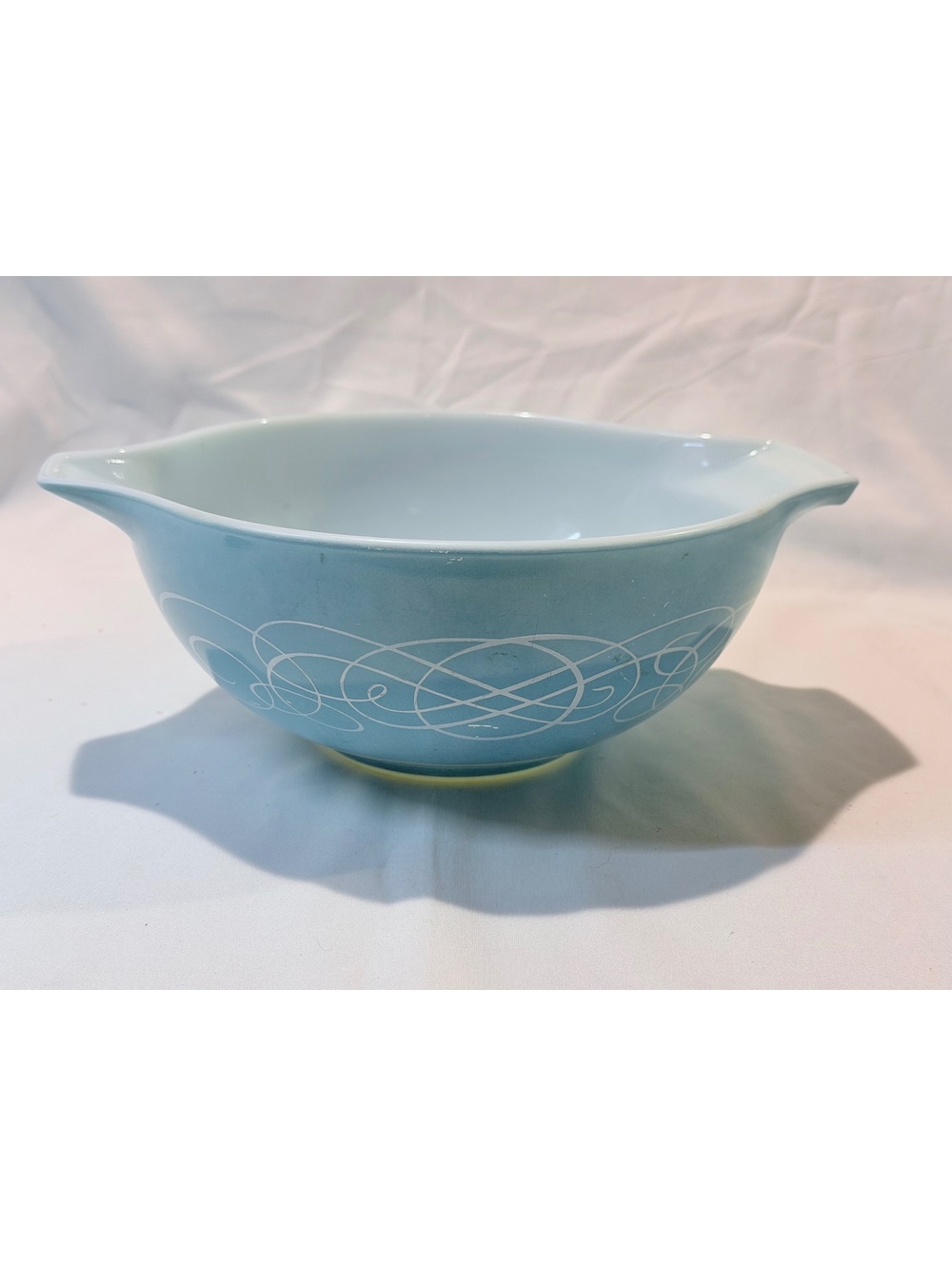 Vintage Pyrex 443 Turquoise Scroll Cinderella Bowl 2.5 Qt 1959